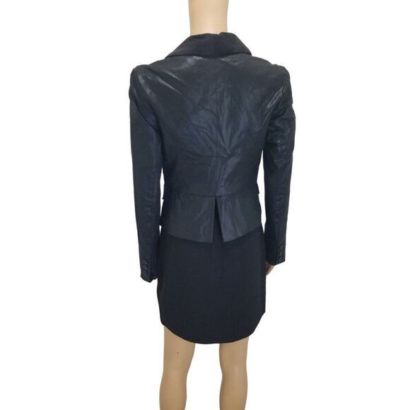 Guess Black Velvet Lapel Fitted Single Breast Tuxedo Jacket Back Split Size Sm - Picture 5 of 7